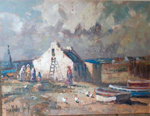 STUNNING PHILLIP BRITZ  61 X 46 CM OIL ON CANVAS LAID DOWN ON BOARD ARNISTON WESTERN CAPE