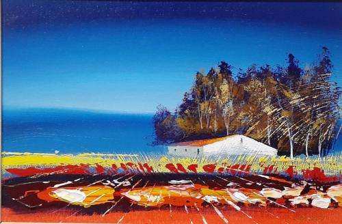 JAQUES OIL ON CANVAS LAID DOWN ON BOARD 38 X 25.5 CM