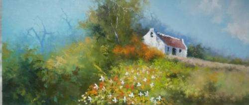 Neil janse van NIevenhuizen SIGNED oil on canvas on board 45 x 20 cm