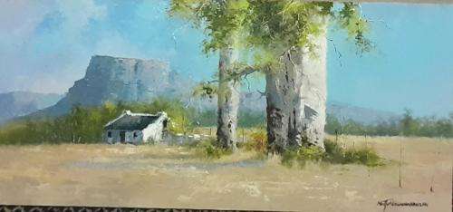 Neil janse van NIevenhuizen SIGNED oil on canvas on board 47 x 21.5 cm