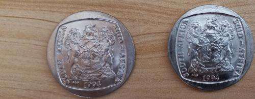 PAIR OF NELSON MANDELA R 5 COINS 1994 PRESIDENTIAL INAUGURATION X UNCIRCULATED