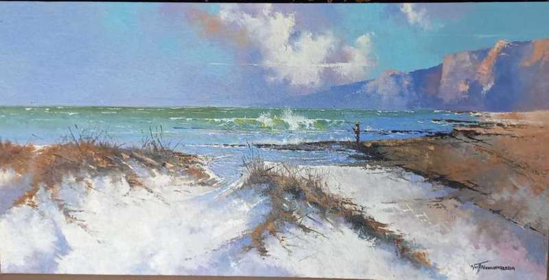 Neil janse  Van Nieuwenhuizen Oil on Canvas on Board 35 x 70 CM