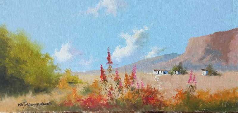 Neil janse  Van Nieuwenhuizen Oil on Canvas on Board 45 X 21 CM