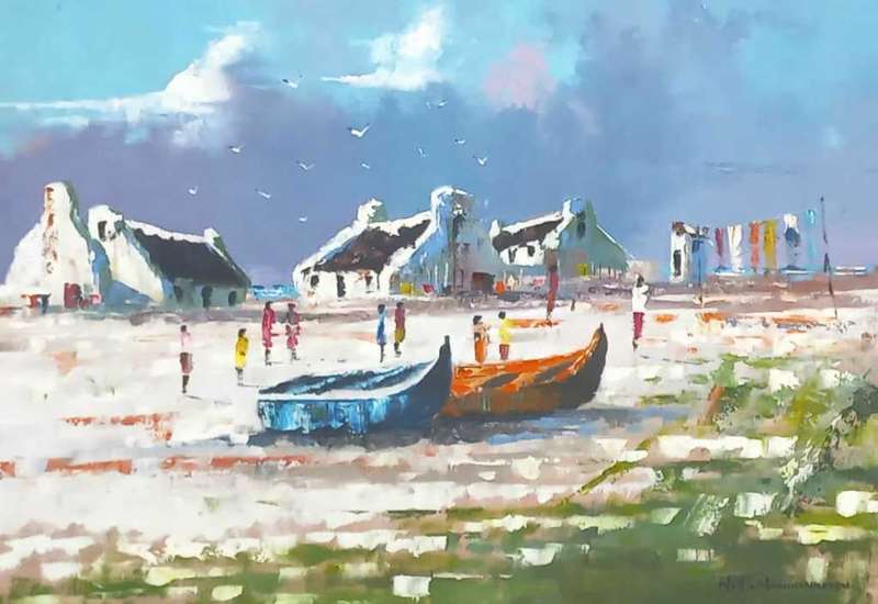 Neil janse  Van Nieuwenhuizen Oil on Canvas on Board 59.5  x 42 CM