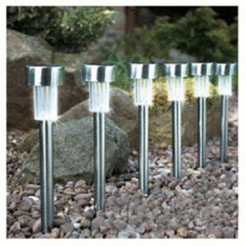 Set Of 8 Stainless Steel Solar Garden Lights