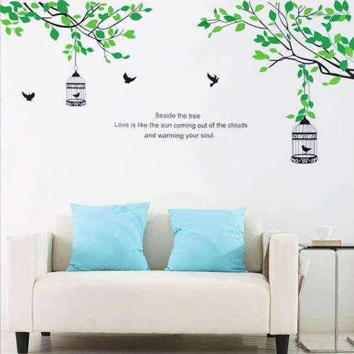 ***HOT! - Special Offer!*** VINYL DECAL - Beautiful Branches with Bird Cages & QUOTE - Large