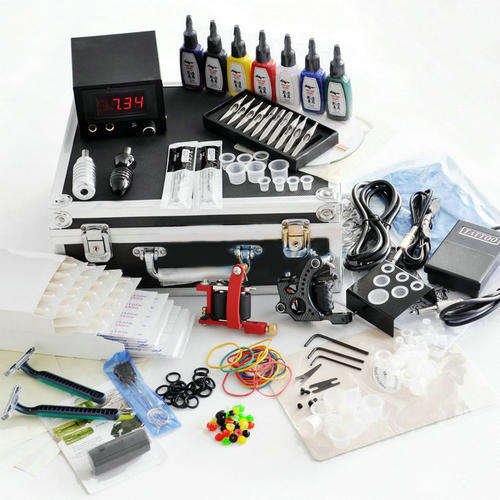 ***HOT!!! - New Arrival!***  Complete 2 Guns Tattoo Kit with 4 Aluminum Grips and 7 Colors Ink