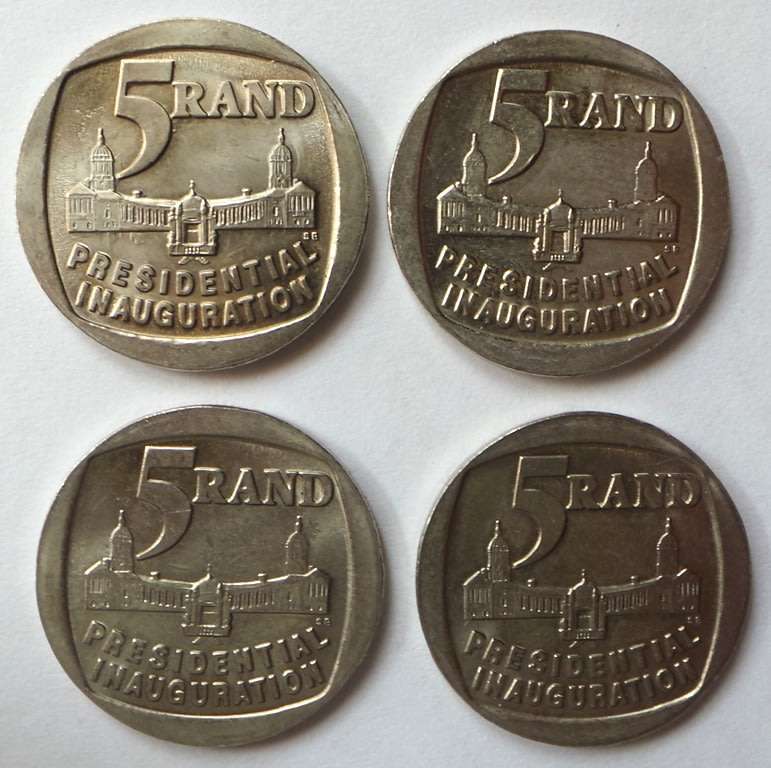 4 X INAUGURATION YEAR 1994 R5 COINS - POSTAGE R35