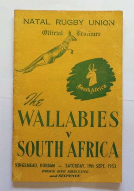 RUGBY - WALLABIES V SOUTH AFRICA 1953 BROCHURE / PROGRAMME - NATAL RUGBY UNION
