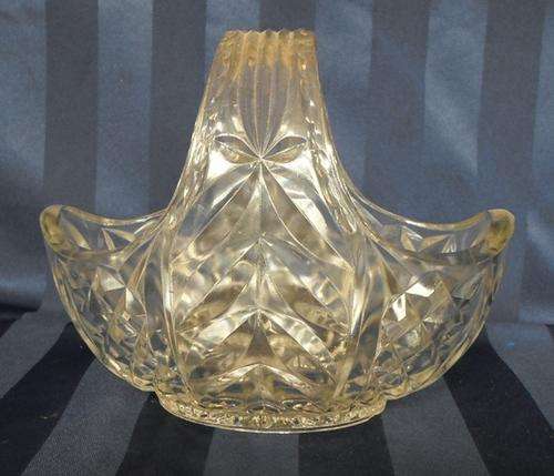 VINTAGE  PRESSED GLASS BASKET VASE