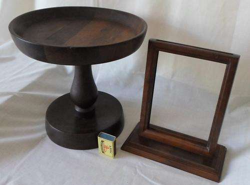 OLD WOODEN FRUIT / CAKE STAND AND PHOTO FRAME