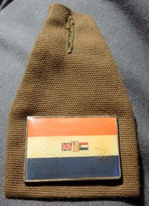 SMALL OLD SA FLAG BADGE ON CLOTH BACKING - POSSIBLY FROM SCHOOL CADETS