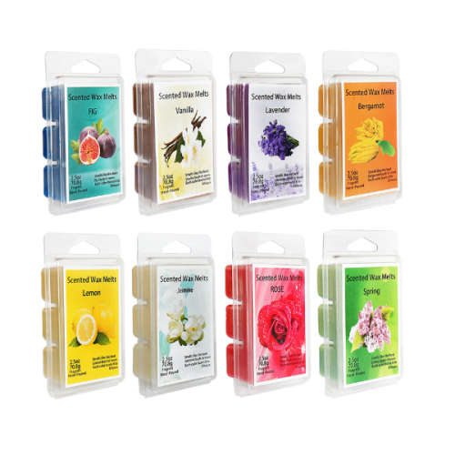 OHM Marbled Glass Wax Burner + Soy Wax Melts Variety Pack of 8 - 48 Cubes