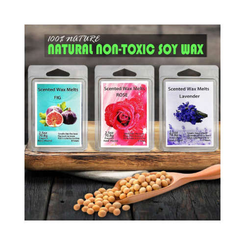OHM Marbled Glass Wax Burner + Soy Wax Melts Variety Pack of 8 - 48 Cubes