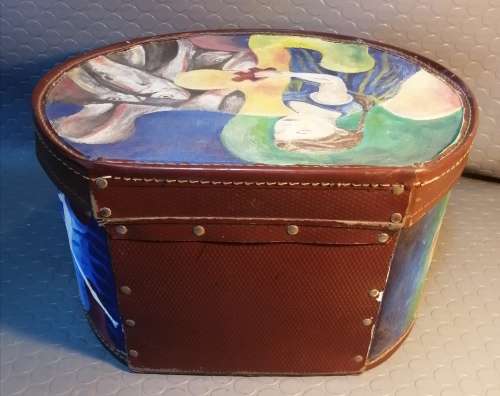 Artistically bedazzled vintage hat suitcase (Hat included)