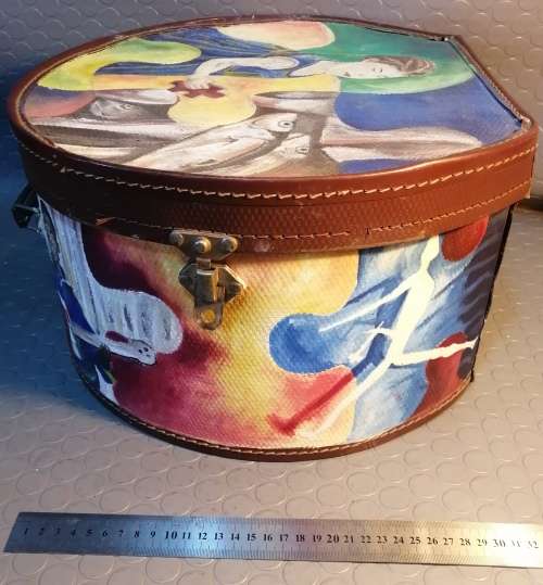 Artistically bedazzled vintage hat suitcase (Hat included)
