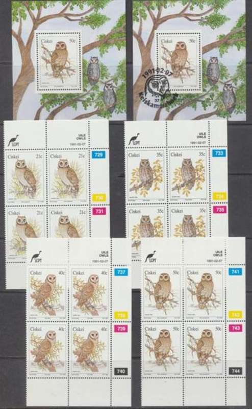 CISKEI  OWLS - CONTROLS & MINI-SHEETS