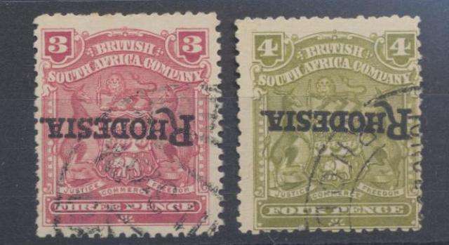 1909 BSAC  - 3d &m 4d  WITH INVERTED OVERPRINT , FINE USED