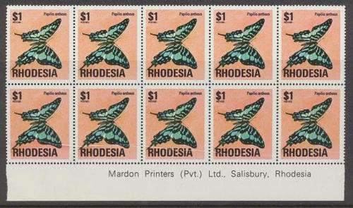 RHODESIA - IMPRINT BLOCK , PRINTED ON CREASED PAPER - AN EXHIBIT PIECE