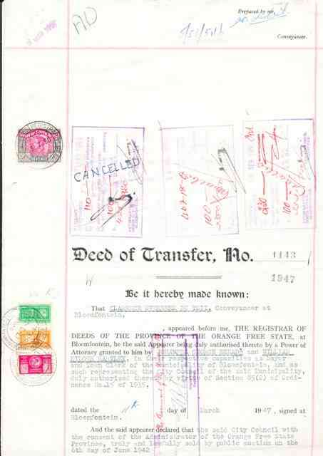 DEEDS OF TRANSFER DOCUMENT 1947