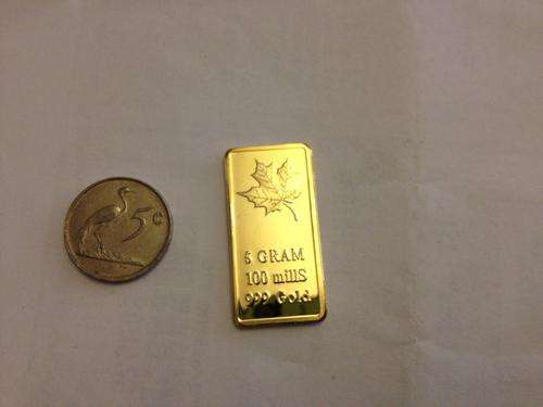 5 Gram Fine gold plated clad canada maple leaf bullion - FIRST ON BOB