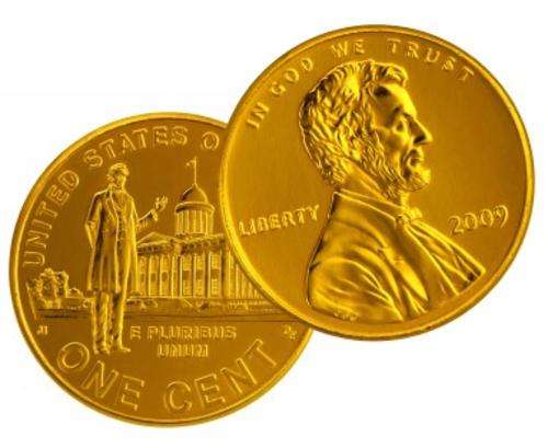 2009 - 24Kt Gold Plated Abraham Lincoln 1 Cent Coin ( Please see pics )
