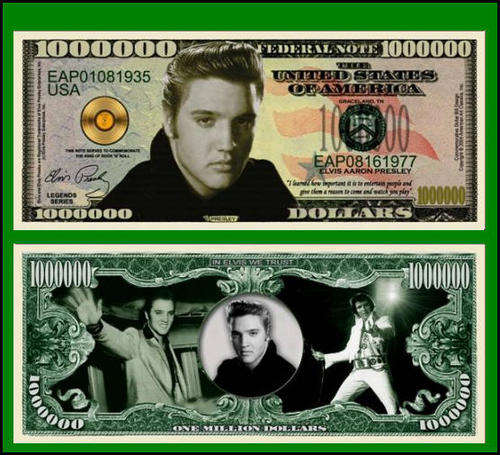 IN MEMORY ELVIS PRESLEY NOVELTY ONE MILLION DOLLAR BILL