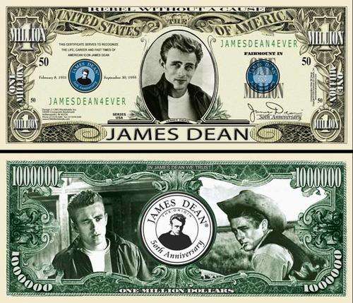 IN MEMORY JAMES DEAN NOVELTY ONE MILLION DOLLAR BILL