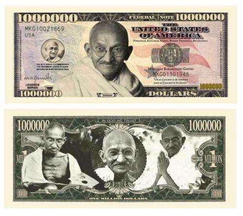 Mohandas Karamchand Gandhi Novelty One Million Dollar Bill