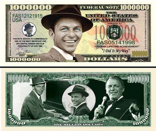 FRANK SINATRA NOVELTY DOLLAR BILL