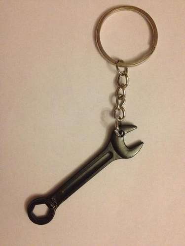Black Metal Keyring - Wrench