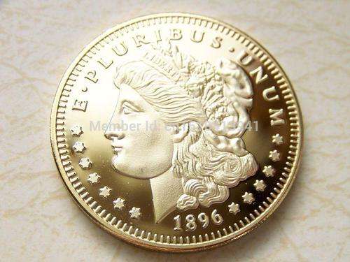 Morgan Dollar 1896 1oz 100mills gold clad coin
