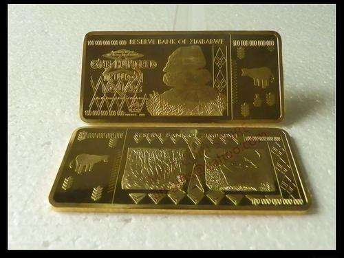 1ST IN RSA - ZIMBABWE 100 TRILLION DOLLAR - COMMEMORATIVE BULLION CLAD COIN - * SEE PICS *