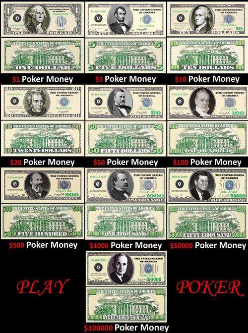 A COMPLETE SET OF OUR PLAY POKER NOVELTY DOLLAR BILL