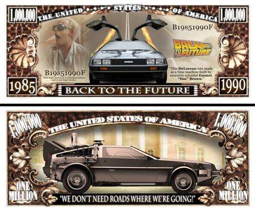 BACK TO THE FUTURE FAMOUS CAR NOVELTY MILLION DOLLAR BILL