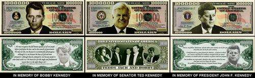 A COMPLETE SET OF KENNEDY NOVELTY MILLION DOLLAR BILL