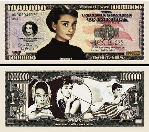 IN MEMORY OF AUDREY HEPBURN MILLION DOLLAR BILL