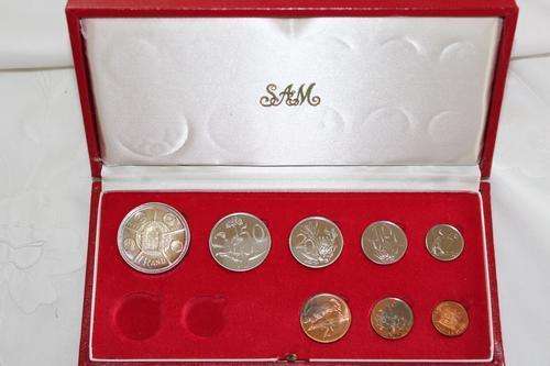 South Africa 1974 Short Proof Set with Silver R1 in Red SA Mint Box