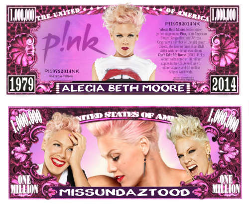 PINK NOVELTY MILLION DOLLAR BILL ( ALECIABETH MOORE )