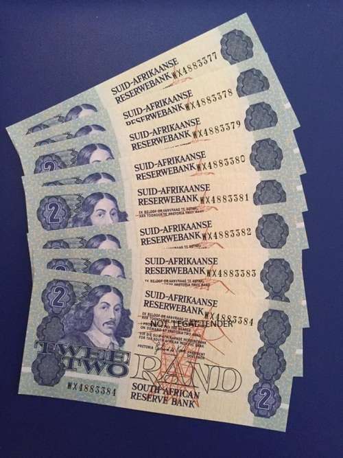 De Kock Replacement notes - 8 x SEQ UNC - Bid per note for the lot