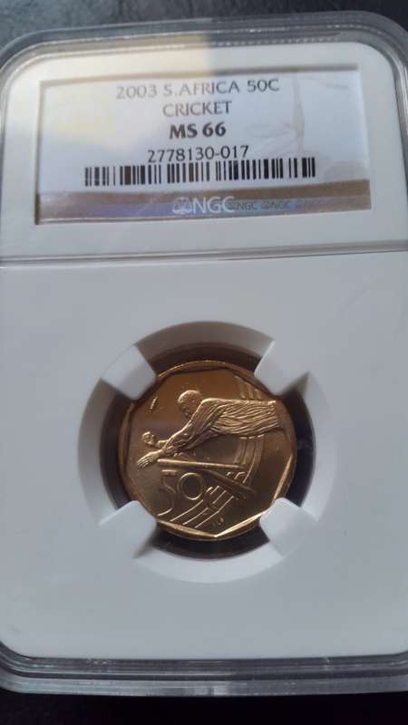 2003 RSA 50 CENT CRICKET GRADED MS66 BY NGC