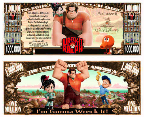 WRECK IT RALPH NOVELTY MILLION DOLLAR BILL