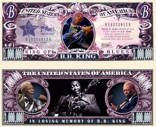 B B KING NOVELTY MILLION DOLLAR BILL