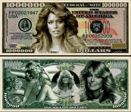 FARRAH FAWCETT NOVELTY MILLION DOLLAR BILL