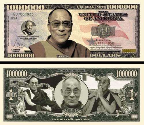 THE 14TH DALAI LAMA NOVELTY MILLION DOLLAR BILL