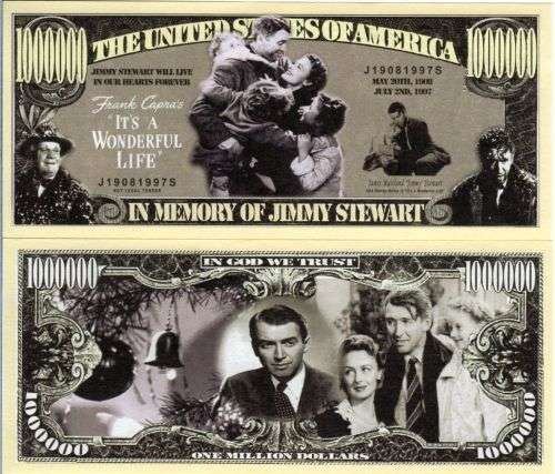 IN MEMORY OF JIMMY STEWART MILLION DOLLAR NOVELTY  BILL
