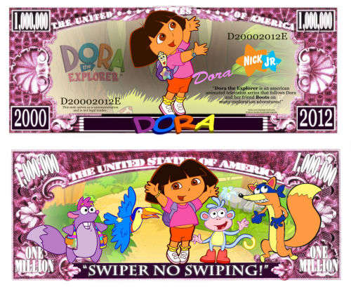 DORA THE EXPLORER NOVELTY MILLION DOLLAR BILL