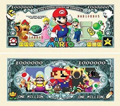 SUPER MARIO BROTHERS NOVELTY MILLION DOLLAR BILL