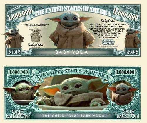 BABY YODA STAR WARS NOVELTY MILLION DOLLAR BILL