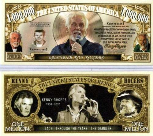 KENNY ROGERS NOVELTY MILLION DOLLAR BILL